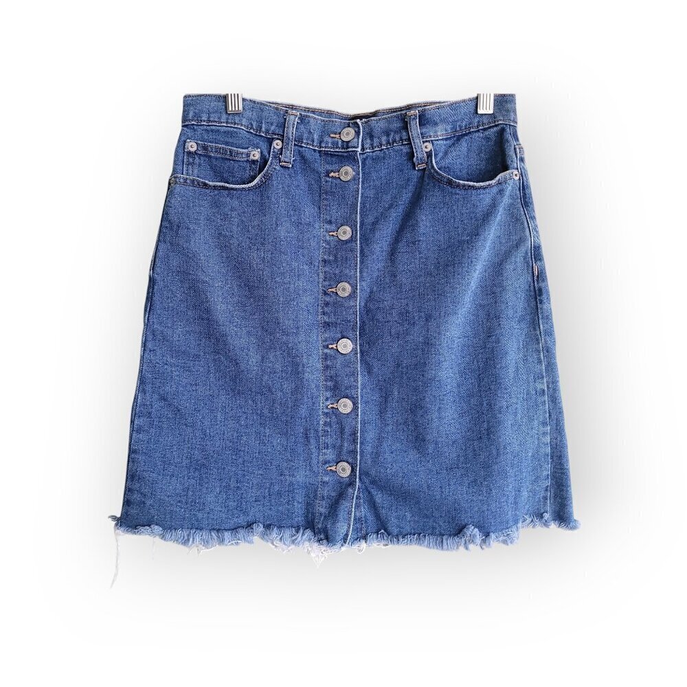 Gap Denim Button-Down Mini Skirt Medium Indigo Wash Size 6 Casual Cute Outfit